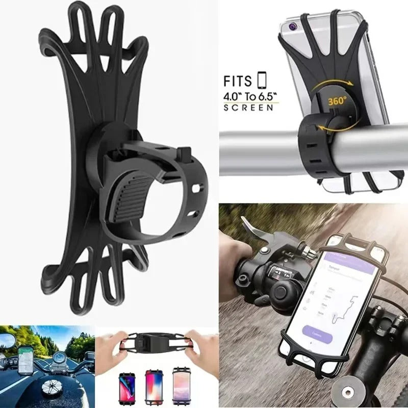 Bike Bicycle Mobile Smart Phone Holder 4.5-6.3" 360° Mount Black By DYZI UK